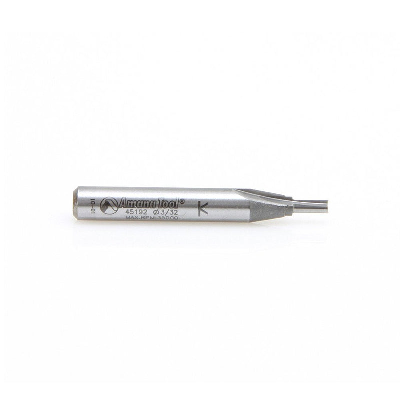 Amana Tool - 45192 Solid Carbide Cutting Edge Straight Plunge CNC Router Bit for Wood High Production 3/32 Dia x 1/4 x 1/4 Inch Shank