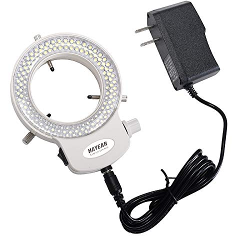 144 LED Stereo Microscope Ring Light Illuminator Adjustable Lamp White + 12V 1A Adapter