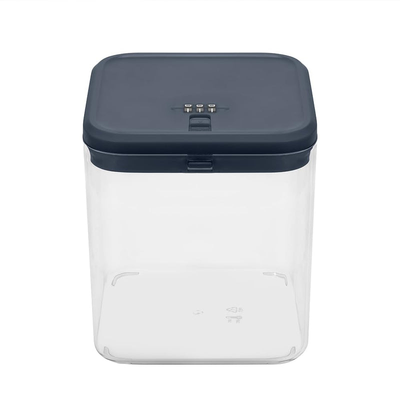 Medication Lock Box for Medicine/Pill Safe, Snack Box Container with locking lid for Fridge Food, Clear Lockable Storage Organizer with code for Candy Nuts - Perfect for Kitchen Cabinets, Home, Office Grey
