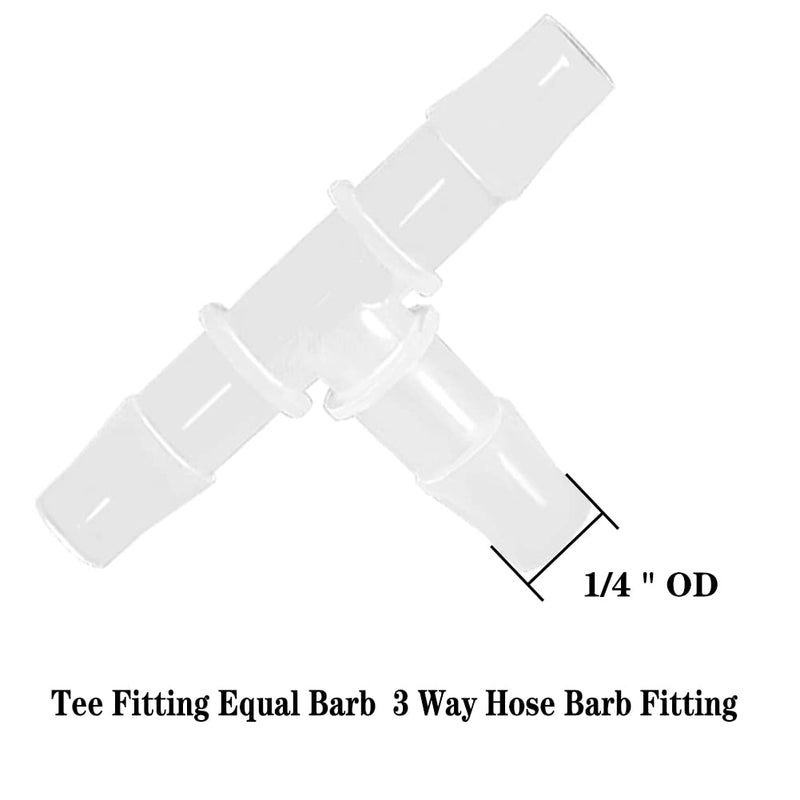 1/4" Tee Fitting Equal Barb 3 Way Hose Barb Fitting Splicer Joint Mender Adapter Union Fitting for Fuel Gas Liquid Air (Pack of 5) 1/4 inch