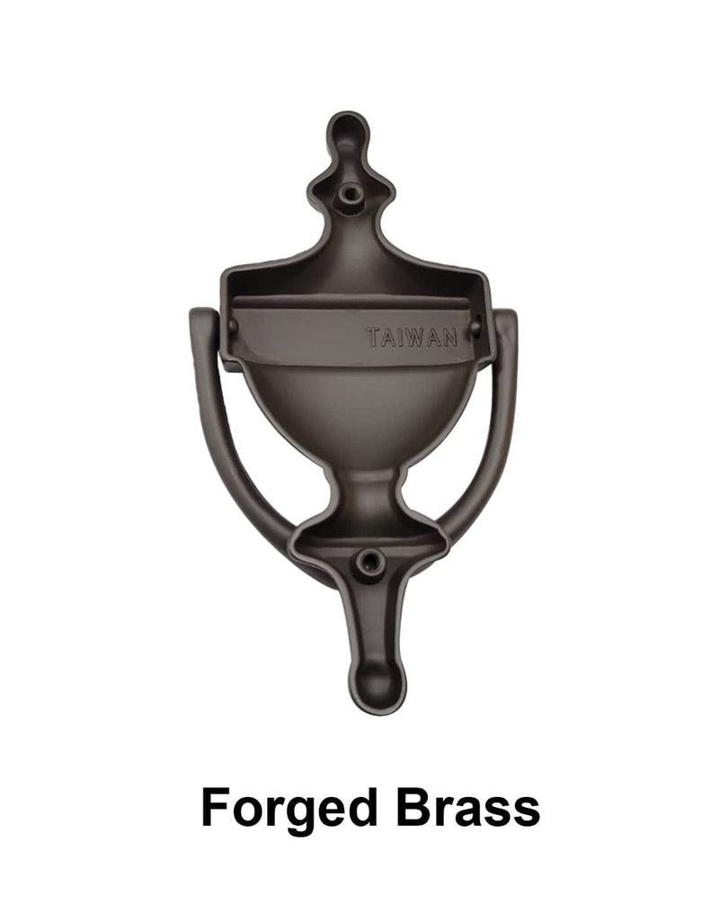 QCAA Solid Brass Door Knocker, 7", US10B ORB Oil Rubbed Bronze, Made in Taiwan, 1 Pack