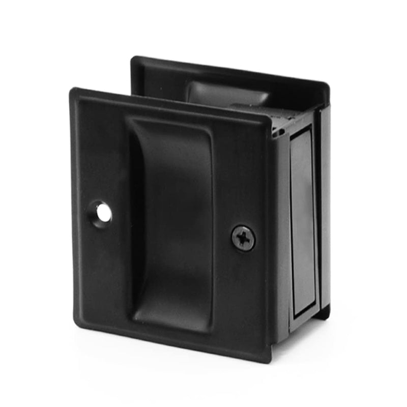 Pocket Door Handle Pull Without Switch Plate,Solid Pocket Passage Door Pull, Easy Install 2-3/4”x2-1/2”, for 1-3/8” Thickness Door,Matte Black 1 Pack