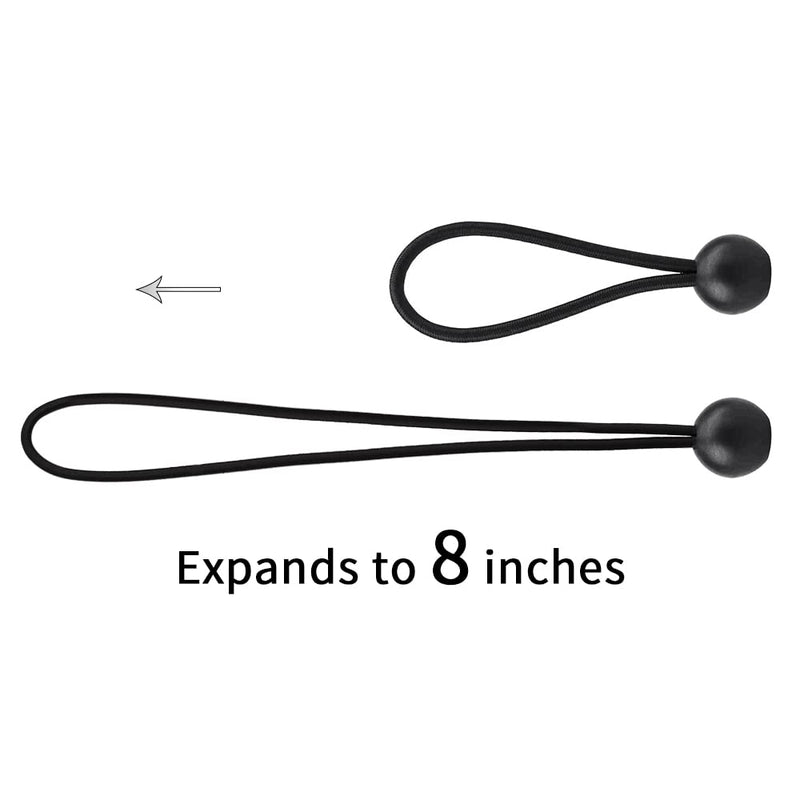 AOPRIE 30 Pack Bungee Balls, Black Ball Bungee Heavy Duty Heavyweight 4 inches Tarp Bungee Cords, Weather Resistant Tie Down Strap 4mm Thickness - for Camping, Tents, Cargo, Holding Wire and Hoses 4 In