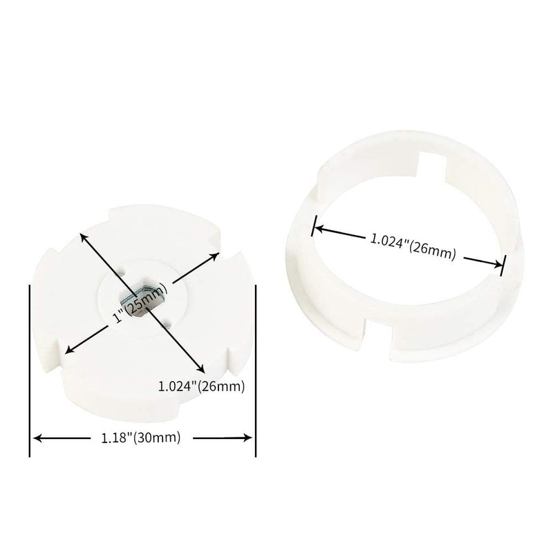 1.25" Crown and Drive Adapter Bushing Set for 25mm DC Motors with Roller Size of 1.25" Rollease Tubes 1-1/4"(32mm)Rubber Adapter