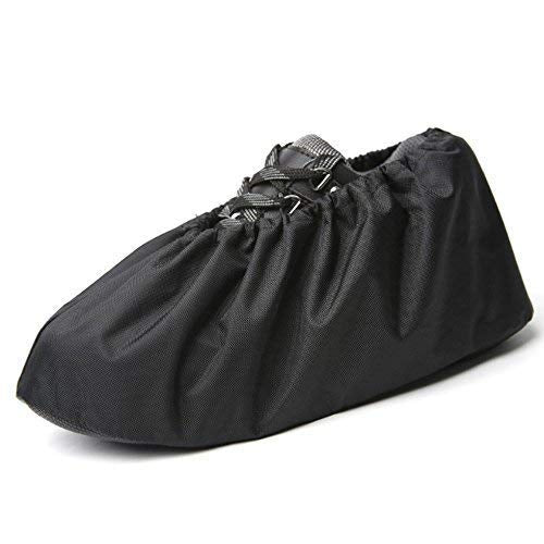 Jron 5 Pairs Premium Reusable Washable Shoe Cover Boot Covers for Contractors (5 Pairs | US 12-14 For Shoes/US 11-13 For Boots, Black) 5 Pairs | US 12-14 For Shoes / US 11-13 For Boots