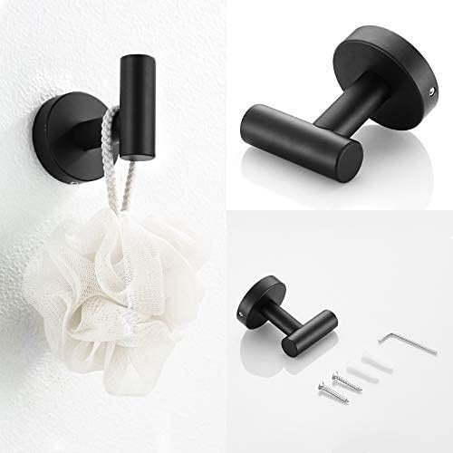 3 Pieces Bathroom Kit Accessories Set Restroom Towel Holder Toilet Paper Holder and Hook Set SUS 304 Stainless Steel Bathroom Hardware Set (Matte Black)