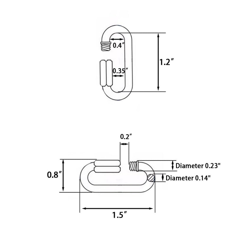 12 Pcs M3.5 Stainless Steel Chain and Rope Quick Coupler Links, High Strength and Large Load-Bearing Locking Carabiner Connector Snaps, 1.5"(L) x 0.8"(w), Link Diameter 0.14" M3.5 - 12Pcs - NewNest Australia