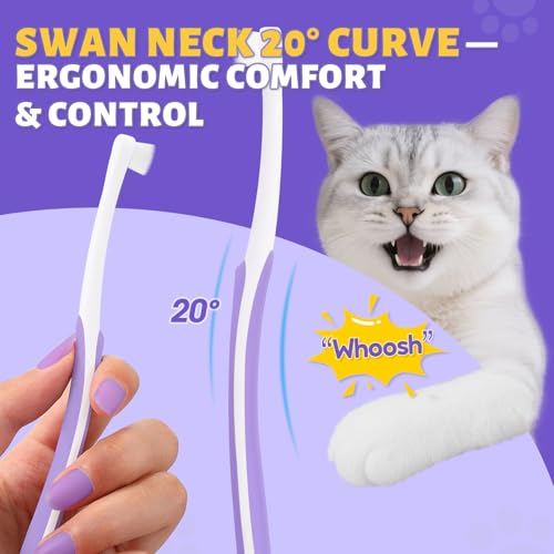 Cat Toothbrush for Kitten Teeth Cleaning + Natural Coconut Oil Cat & Dog Toothpaste.Enzymatic