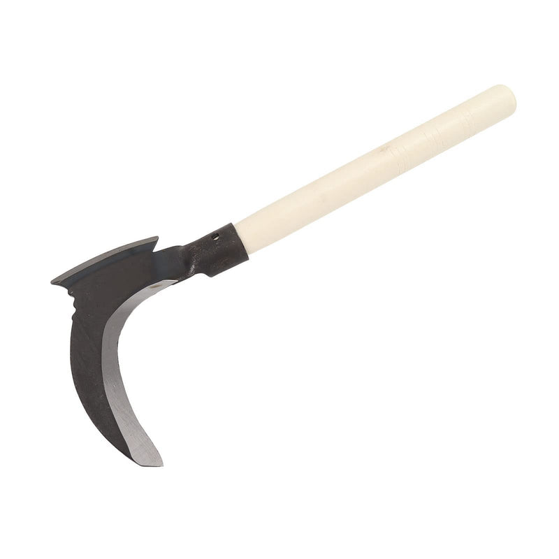 Grass Sickle, Manganese Steel Portable Held Sickle Tool Grass Lawn Gardening Farming Weed Remover Scythe Blade Cutter Grafting Knife for Outdoor Gardening, Clearing Vines Single Cutter Head, Wooden Stick