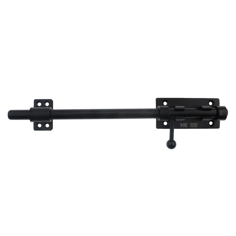 Slide Bolt Gate Latch Hardware，SAFYY 1 PCS Barrel Bolt Latch,Heavy Duty Solid 304 Stainless Steel Door Lock with Padlock Hole,Electroplating Finish for Door/Wooden Fence/Shed/Cellar-Black 12 Inch