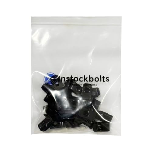 1/4"-20 Black U-Style Clip-On Nut, U-Type Carbon Steel Regular Extruded U-Nut, Pack of 20 1/4"-20 Black Carbon Steel