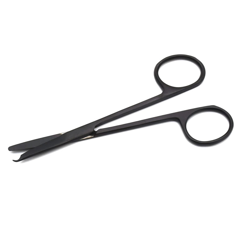4.5" Stitch Scissors with Black Color Coating - Premium Quality Instrument- Delicate Hook - Perfect for Suture Removal, First Aid, EMS Training (Straight)