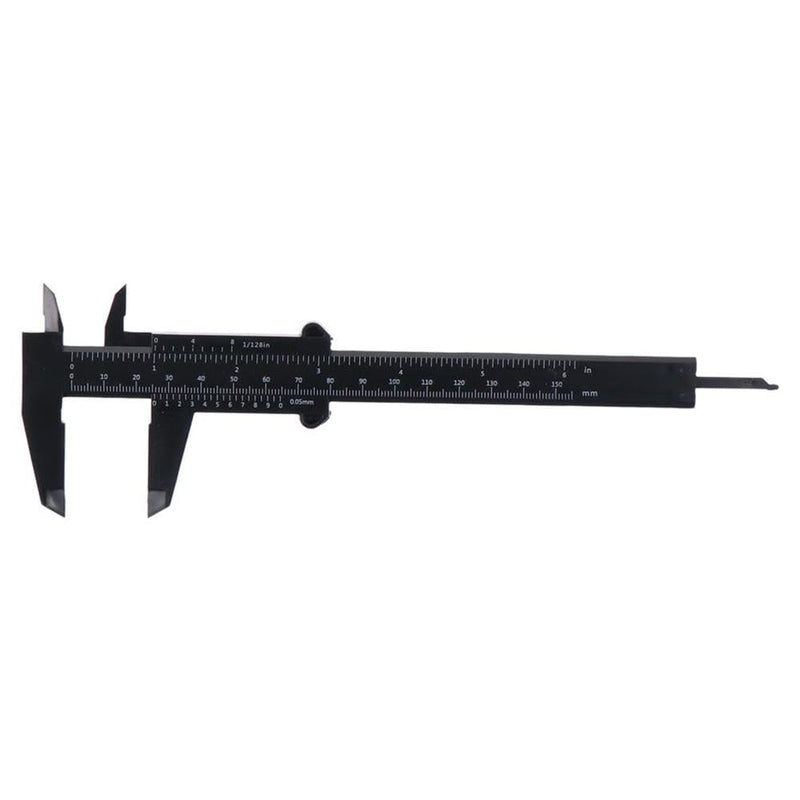 Mini Caliper 5PCS Black Durable 6Inch 150mm Plastic Vernier Caliper Convenient Double Scale (Metric/Inch) Sliding Gauge Ruler Student Office