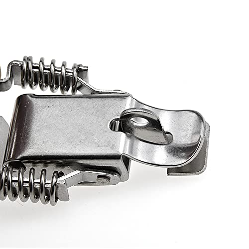 Heavy Duty Stainless Steel 304 Spring hasp Toolbox Toggle latches Lock Wood Suitcase Buckle Hinges Furniture Hardware Accessories w/Screws (2, L) 2 Large