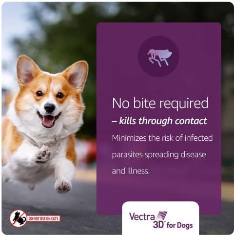 Vectra 3D Flea and Tick Prevention for Dogs, Kills and Repels Fleas, Ticks & Mosquitoes | Fast‑Acting, Waterproof, No Prescription Needed | Extra Large Dogs Over 95 lbs, 3‑Month Supply 3 Pack