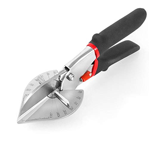 Multi Angle Miter Shear Cutter Hand Tools,45-135 Degree Adjustable Angle Scissors Trim Shears Tools for Vinyl Wood Molding Trim, 2 Extra Spare Blades Included With 2 Extra Spare Blades