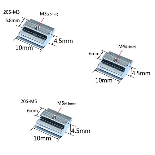 100pcs 20 Series T Sliding Nuts Hammer Nut Block Square Nuts M5 T Nuts for 2020 Aluminum Profiles T Slot 6mm (m5)