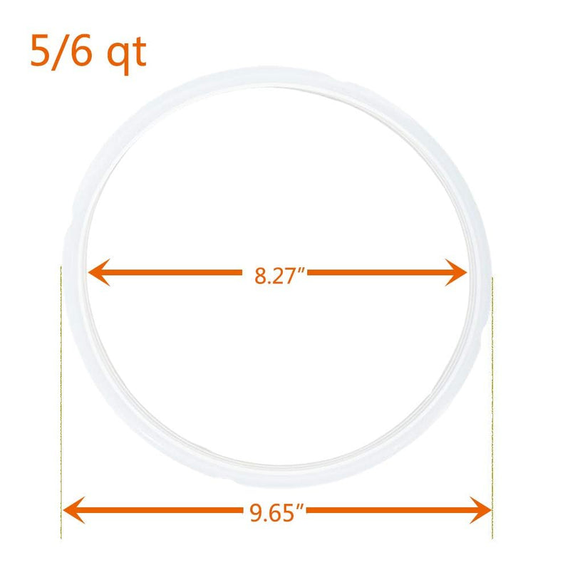 Silicone Sealing Rings Compatible for Instant Pot 6 Quart Pressure Cookers - 1 Pcs Replacement Silicone Gasket Seal Rings Fit IP-DUO60, DUO50, LUX60, LUX50, CSG60, and CSG50 - Clear