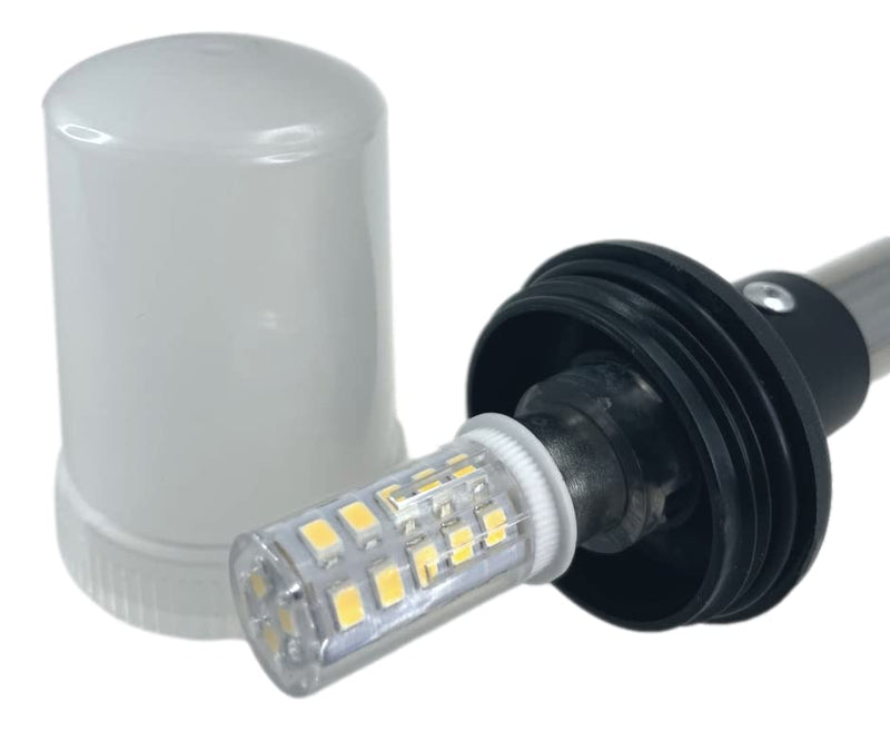 Pactrade Marine Boat LED All Round Anchor Navigation Stainless Steel Pole Light Black Base Clear Lens PA Housing 10-24VDC/2.5W Nature White 2NM Surface Mount IP:65 250 Lumen LM RoHS CE Certified (24") 24"