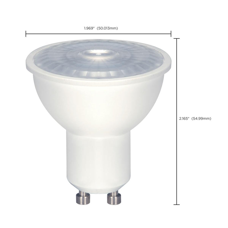 Satco S9382-6.5 Watt MR16 LED Reflector Light Bulb; 2700K Warm White; 500 Lumen; 40 Deg. Beam Angle; GU10 Bi-Pin Base; Dimmable, 120 Volt (6 Bulbs)