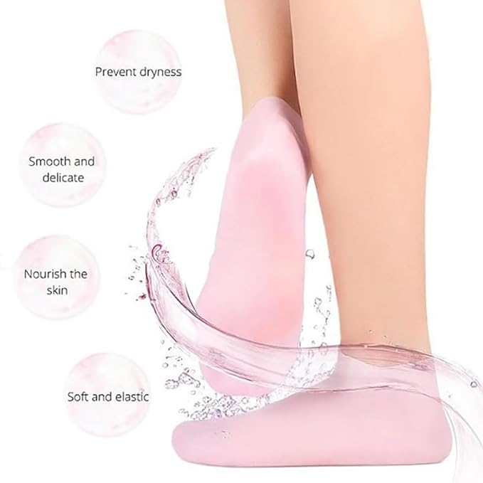 Silicone Socks, Moisturizing Gel Socks, Heel Care, Socks, Moisturizing, Exfoliating Care, Prevents Cracks, Prevention, Protection, Pain Relief, Stretch, Cracking, Cracking, Unisex, White - NewNest Australia