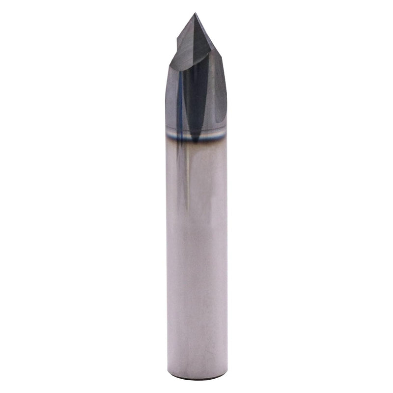 2 Flute 90° Solid Carbide Chamfer End Mill Set(1Pc, 1/2"), AlTiN Coated | 90° Chamfer Angle, 1/2" Shank 3" OAL, Single End, V Groove Router Bit, for Milling Alloy Steel, Carbon Steel, Cast Iron 1/2 in