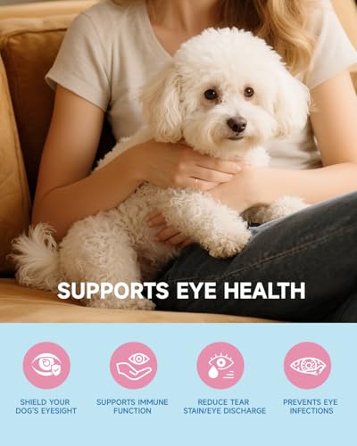 Dog Tear Stain Remover Supplement for Eye Health & White Fur Care - Mushroom for Dogs - with Turkey Tail Mushroom for Dogs, Lion’s Mane, Shiitake