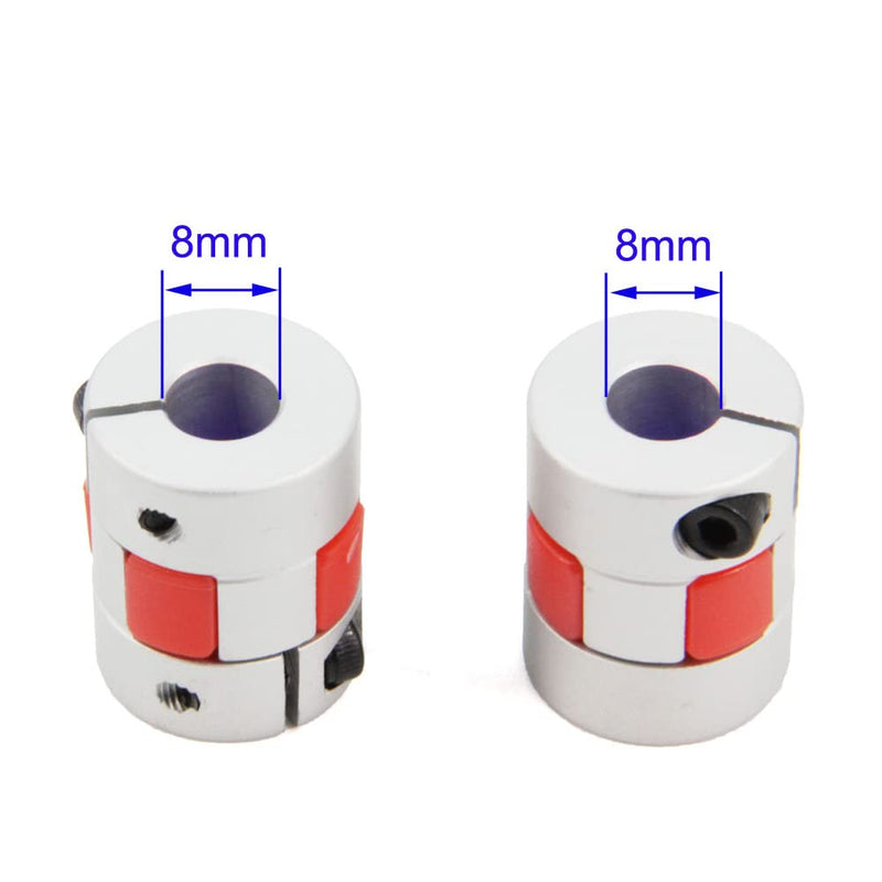 8mm to 8mm Bore Aluminium Plum Flexible Shaft Coupling Servo Stepper Motor Jaw D20xL25 Connector Flexible Shaft Couplers for 3D Printer/CNC Machine/DIY Encoder, 2pcs/Pack (8mmx8mm) 8mmx8mm