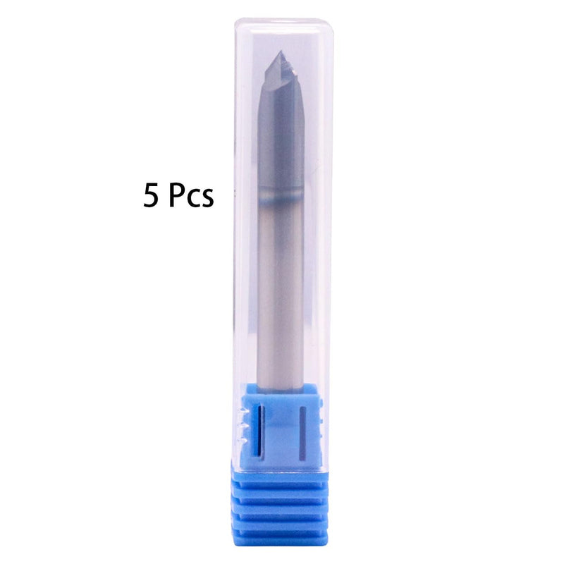 2 Flute 90° Solid Carbide Chamfer End Mill Set(5Pcs, 1/4"), AlTiN Coated | 90° Chamfer Angle, 1/4" Shank 2-1/2" OAL, Single End, V Groove Router Bit, for Milling Alloy Steel, Carbon Steel, Cast Iron 1/4 in 5