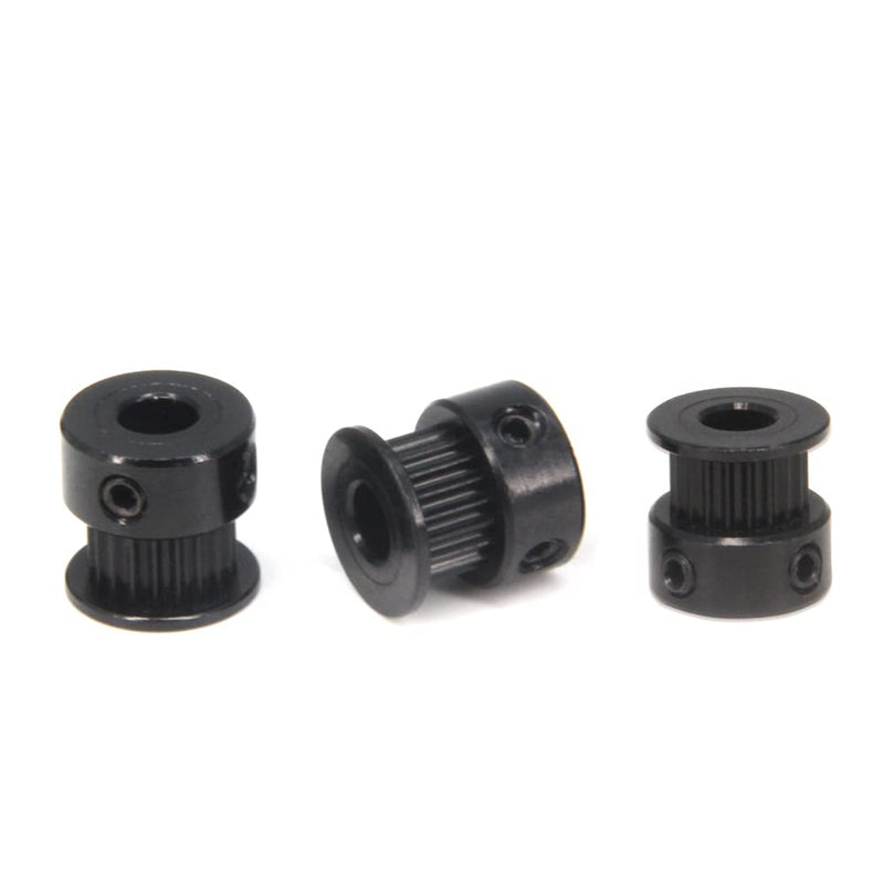 Zeberoxyz 10pcs/Set GT2 Pulleys Wheel 20 Teeth 6.35mm Bore Black Aluminum Timing Belt Idler Pulleys for 3D Printer 6mm Width Timing Belt (20T-6.35mm Bore-Black) 20T-6.35mm Bore-Black