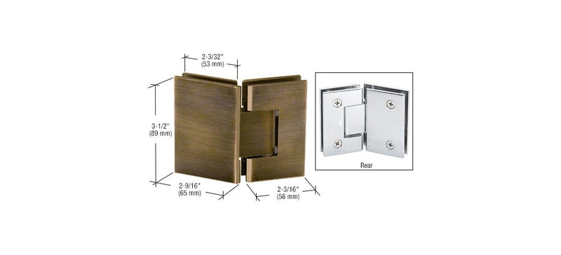 CRL Geneva 045 Series Antique Brass 135176; Glass-to-Glass Hinges