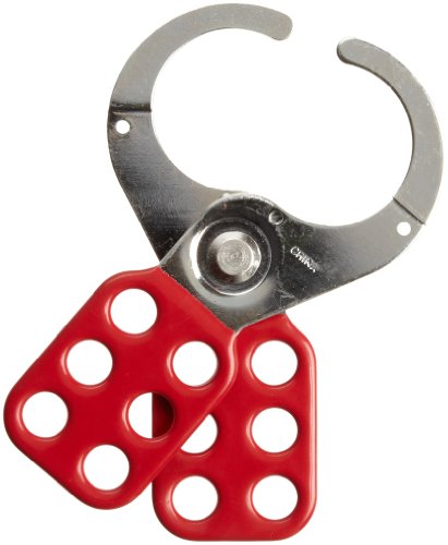 Brady 65376 Vinyl-Coated High Tensile Steel, Red Lockout Hasps, 1.5" Diameter Jaws Size (Pack Of 12) 1-1/2" Inside Jaw Diameter