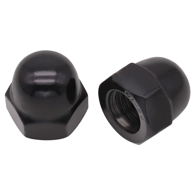 #8-32 (50 Pack) Stainless Steel Cap Nuts, Acorn Cap Dome Head Nuts US Standard, Stainless Steel 304 (18-8), UNC Coarse Thread, Black Coated #8-32 50