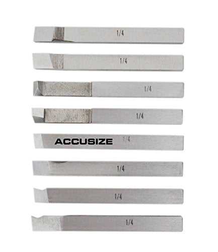 Accusize Industrial Tools 1/4'' 8 Pc H.S.S. Tool Bit Set, Pre-Ground for Turning and Facing Work, 2662-2001 1/4 in - NewNest Australia