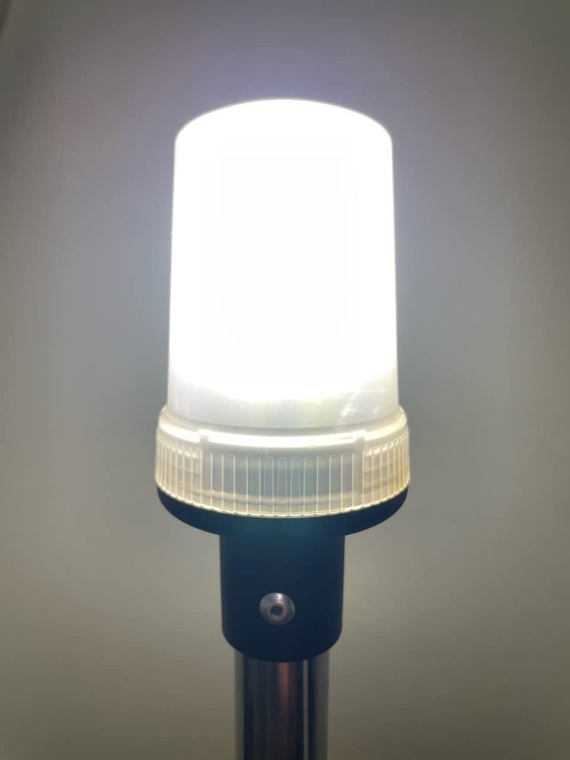 Pactrade Marine Boat LED All Round Anchor Navigation Stainless Steel Pole Light Black Base Clear Lens PA Housing 10-24VDC/2.5W Nature White 2NM Surface Mount IP:65 250 Lumen LM RoHS CE Certified (24") 24"