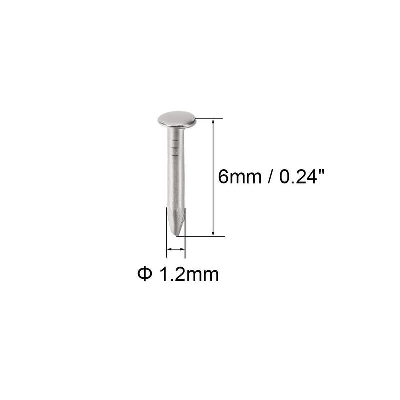 uxcell Small Tiny Hardware Nails Carbon Steel 1.2X6mm(DXL) for DIY Decorative Wooden Boxes Accessories Silver Tone 1000pcs