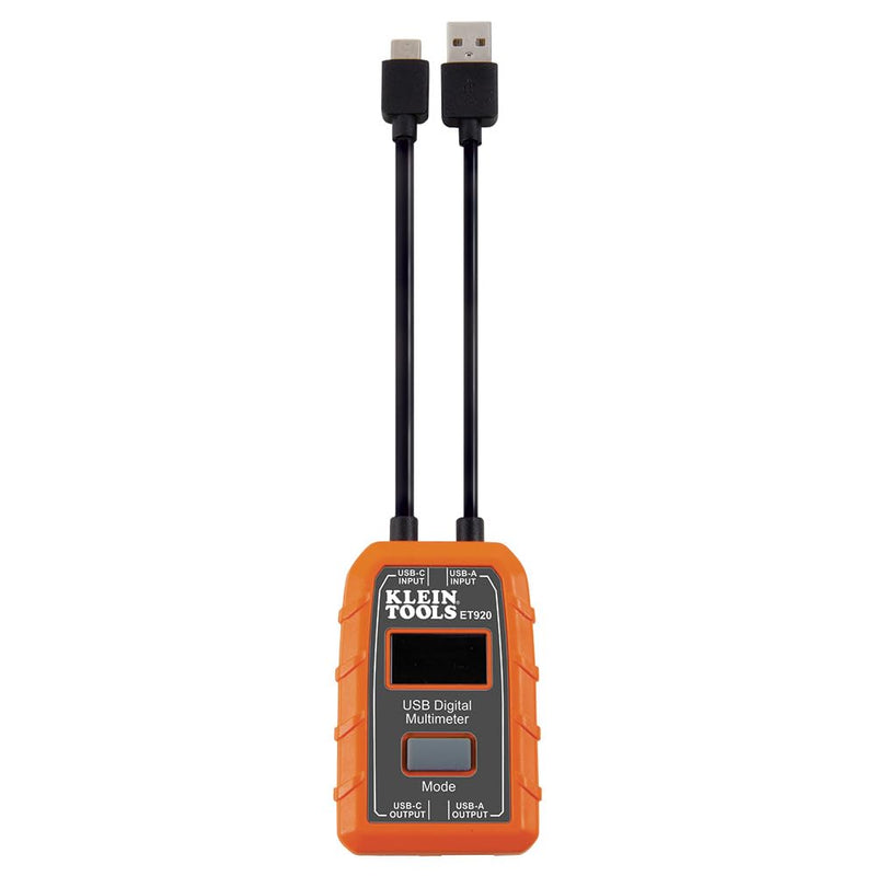 Klein Tools ET920 USB Power Meter, USB-A and USB-C Digital Meter for Voltage, Current, Capacity, Energy and Resistance Electric Circuit Testing Device
