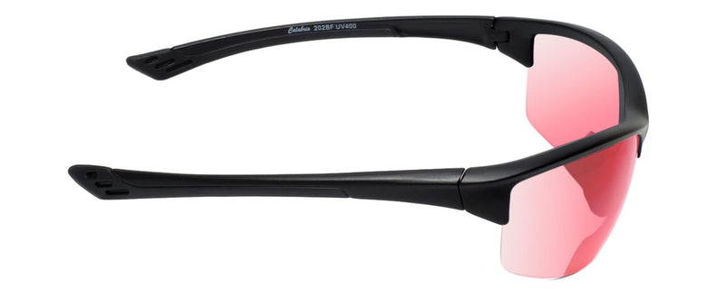 Sport 202BF Bifocal Reading Safety Glasses Readers Men Women Anti Fog Wrap Around Tinted UV Protection Semi-Rimless Gloss Black Fl41 Pink (2 Pack) 2.25 x