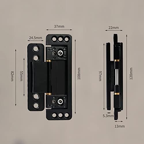 MENGSHI Hidden Door Hinges Ultra-Thin Invisible Hinge for Secret Door Heavy Duty Concealed Hinges Adjustable Butt Hinges 2 Pack - Black
