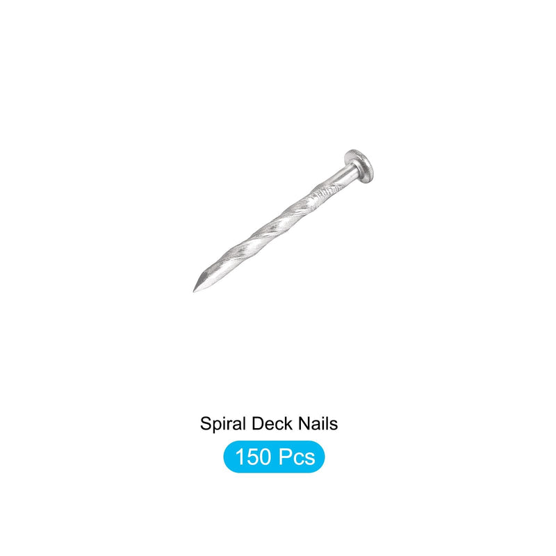 METALLIXITY Fence Deck Nails (32mmx2mm) 150Pcs, 304 Stainless Steel Spiral Shank Deck Nail - for House Repairing, Wall, Floor, Silver 30mmx2mm