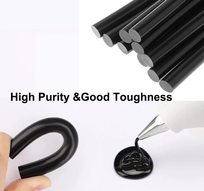 Black Hot Glue Sticks 20Pcs for Mini Glue Gun Repairing Tool- 0.27“ Diameter X7.87" Long for Gluing Projects,Car Dent Repair, Handiraft DIy, Artificial Flowers. Black 0.27''X 7.87''