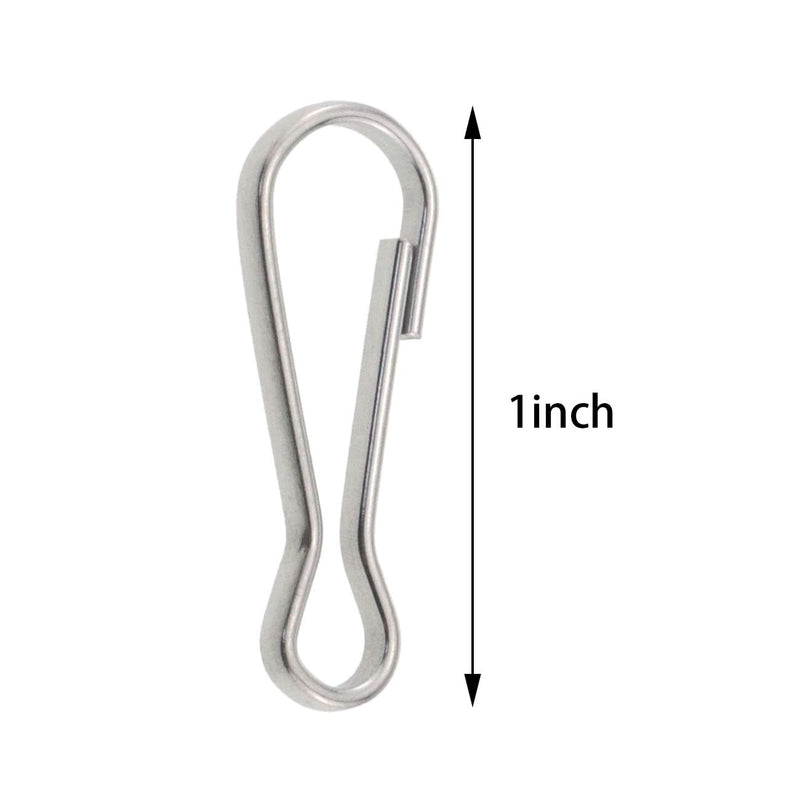 100PCS 1Inch / 25mm 304 Stainless Steel Metal Spring Hooks Rust-Proof Lanyard Snap Clip Hooks for Key Chain, ID Card, DIY Spring Clip