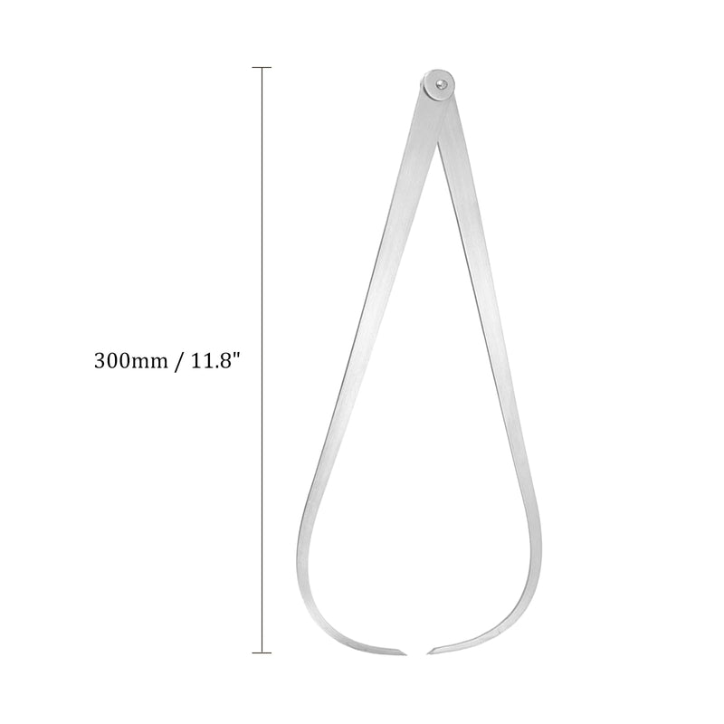 Outside Calipers - [12 Inch] Friction Joint Stainless Steel Measurement Tool for Size Measuring Use, Silver Tone 12 Inch