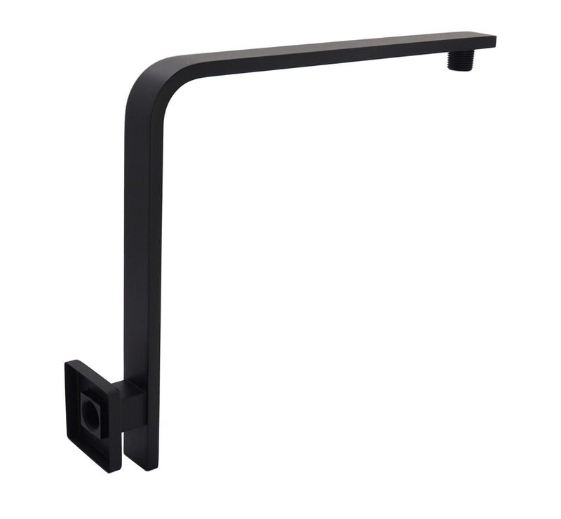 Solid Brass 10.5" Wall Mount Square High Rise Shower Arm and Flange Matte Black