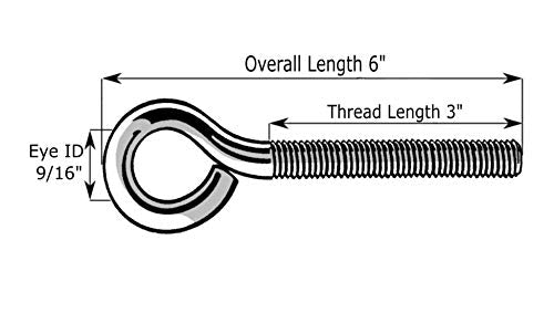 014973454364 Eye Bolts, 1/4-20 x 6-Inch, 10-Piece 1/4"-20 x 6"