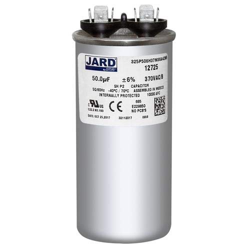 50 uF x 370 VAC Round Run Capacitor by JARD # 12725
