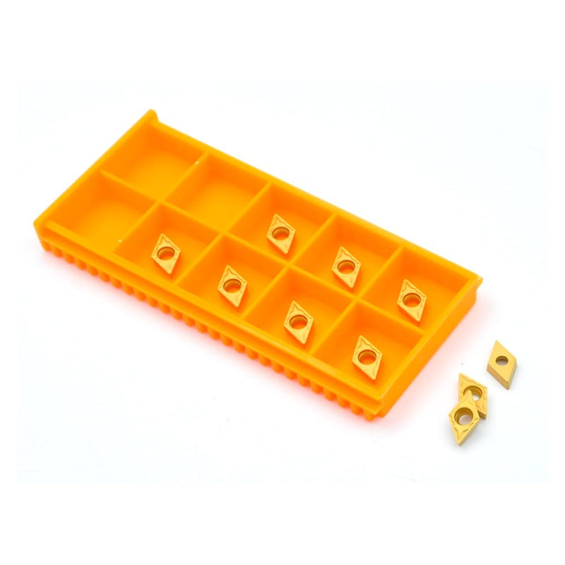 DCMT21.51 Dcmt070204-HMP Carbide Turning Inserts, CVD Coated for Steel, 1/4" IC Lathe Tools for Carbon & Alloy Steel Machining, 10 Pcs DCMT21.51-HMP