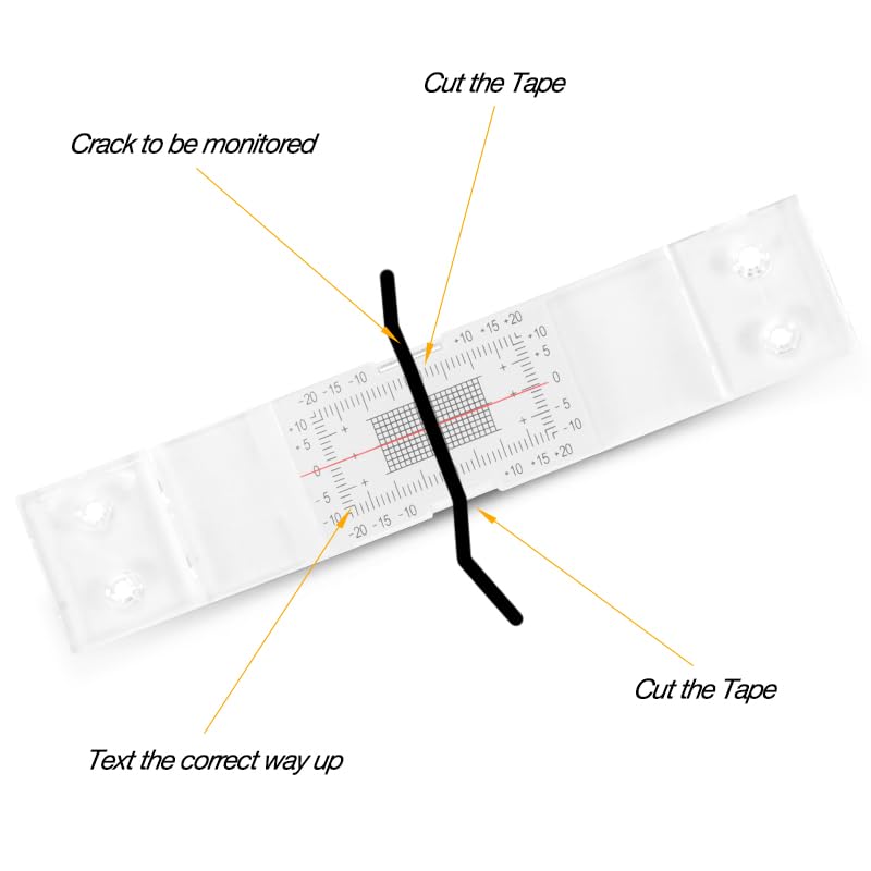 Crack Monitor, Wall Crack Monitor, ±20mm (±0.79") Horizontal ±10mm (±0.38") Vertical, Crack Measurement Ruler for Building Structural Crack Detection & Monitoring (5 PCS) 5