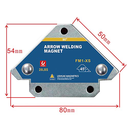 Lishuai 4 PCS 28LBS Mini Arrow Welding Magnet, Durable 45,90,135 Degree Multi Angle Magnetic Welding Holder Mini x4pcs