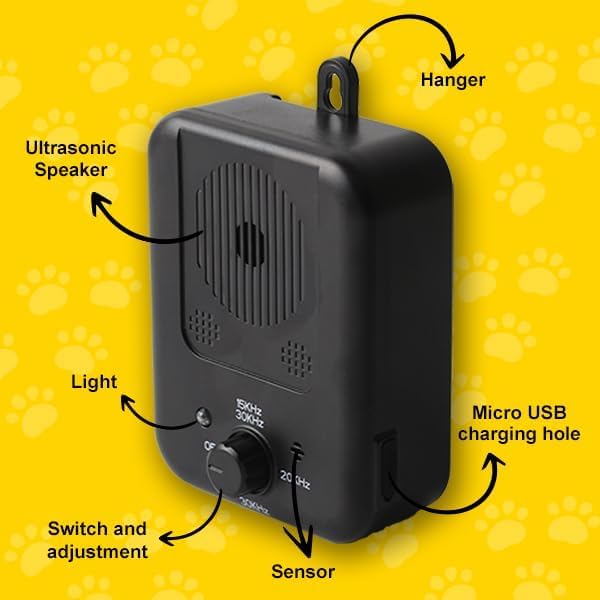 Anti Barking Device, Waterproof Bark Dog Deterrent Box, Rechargeable Ultrasonic Dog Barking Deterrent for Indoor & Outdoor Dogs, Safe for Dogs & People